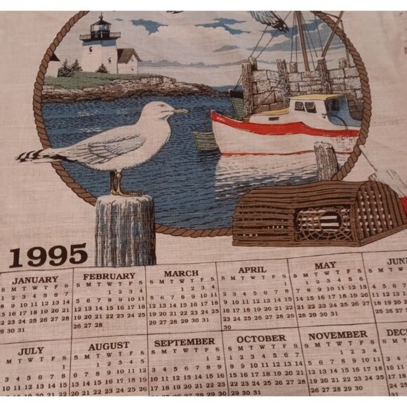 1995 Cotton Linen Tea Towel Nautical Light House Birth Year or Anniversary Gift - Picture 5 of 12